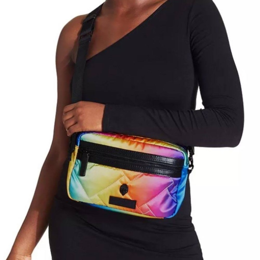 Kurt Geiger London quilted nylon crossbody rainbow